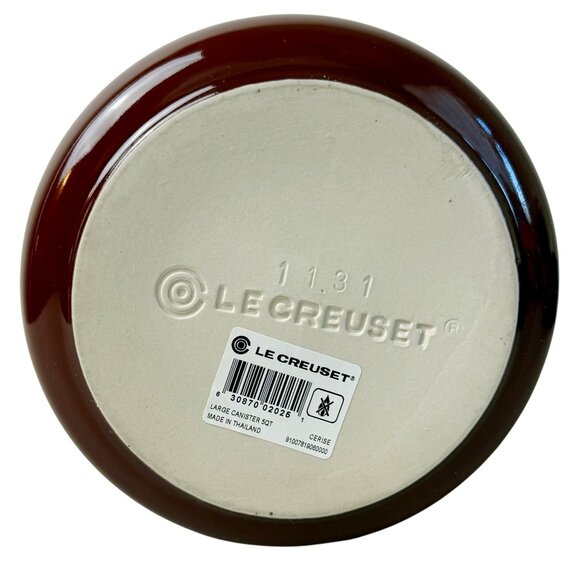 Le Creuset Large Canister 5 Qt Cerise Red Stoneware with Box No Lid EUC - Picture 8 of 12